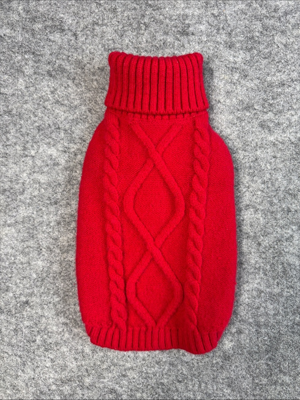 Red Cable Knit Dog Sweater Size Small 7-12 lbs Turtleneck Pet Sweater